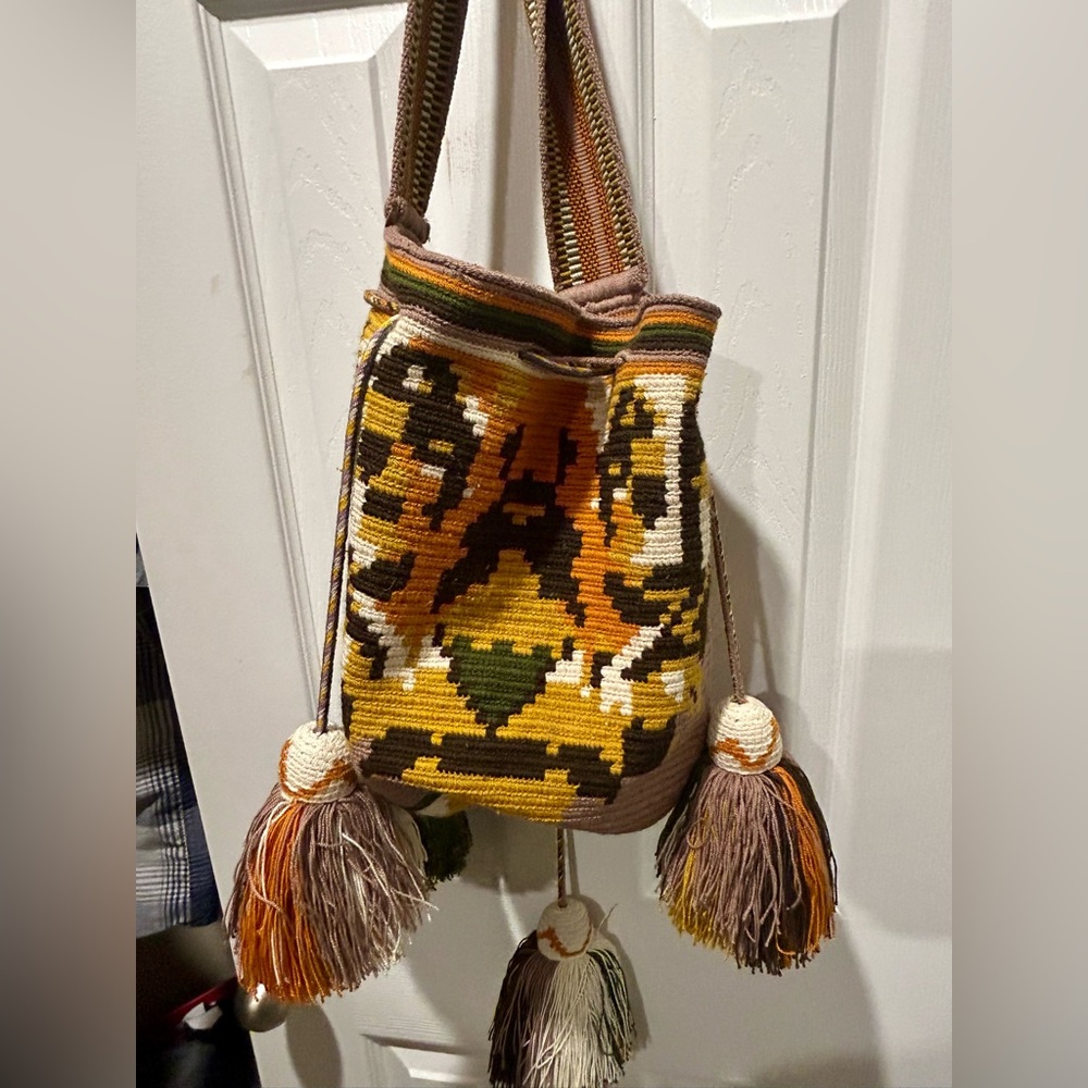 Artisan Woven Shoulder Bag with Tassels